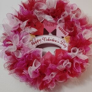Festive Pink and White Holiday Wreath